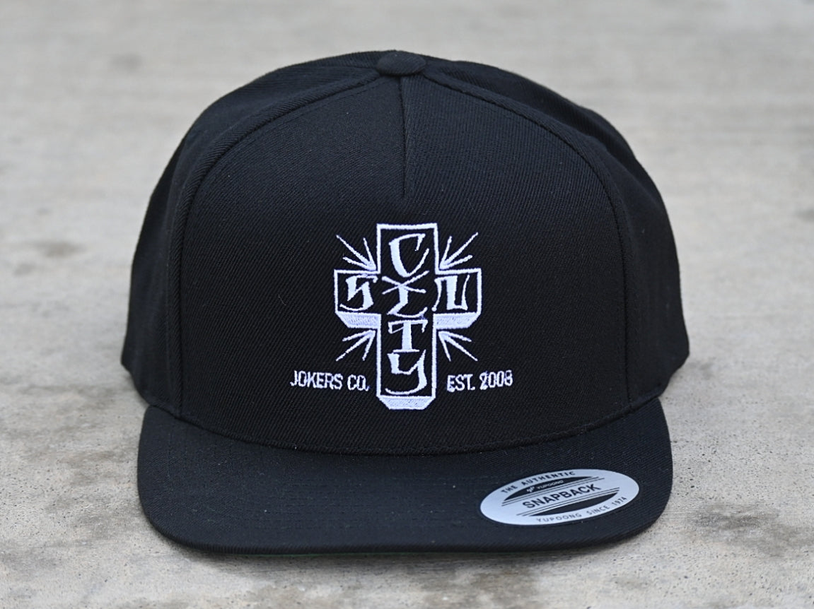 SCJ Cross Snapback (black) - Sin City Jokers