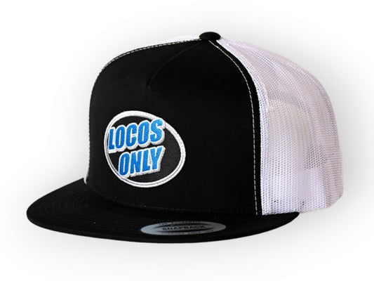 Locos Only Patch Trucker (Black & White w/ blue patch)