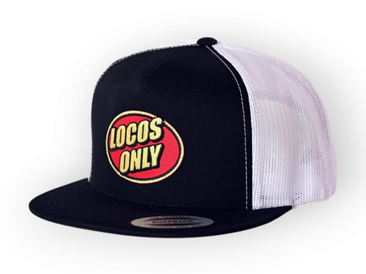 Locos Only Patch Trucker (Black & White w/red patch)