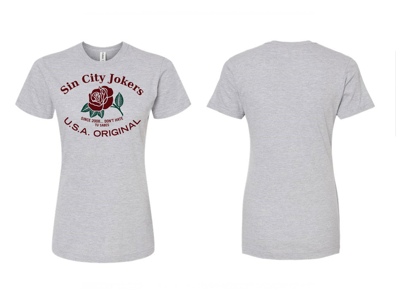 SCJ La Rosa Ladies Tee (heather gray tee) - Sin City Jokers