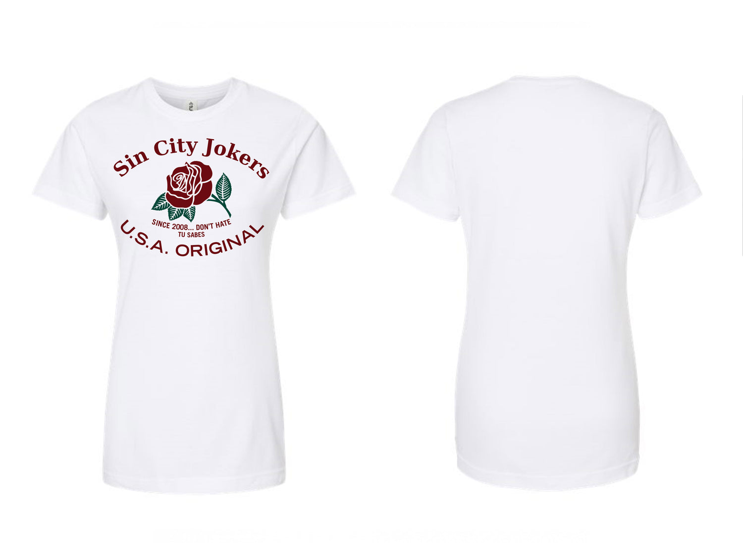 SCJ La Rosa Ladies Tee (white tee) - Sin City Jokers