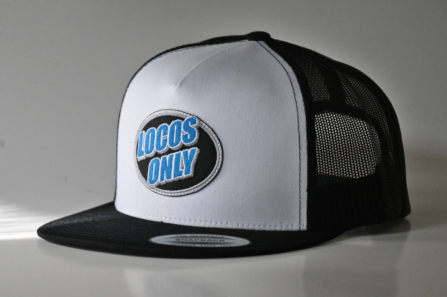 Locos Only Patch Trucker (White & Black w/ blue patch)
