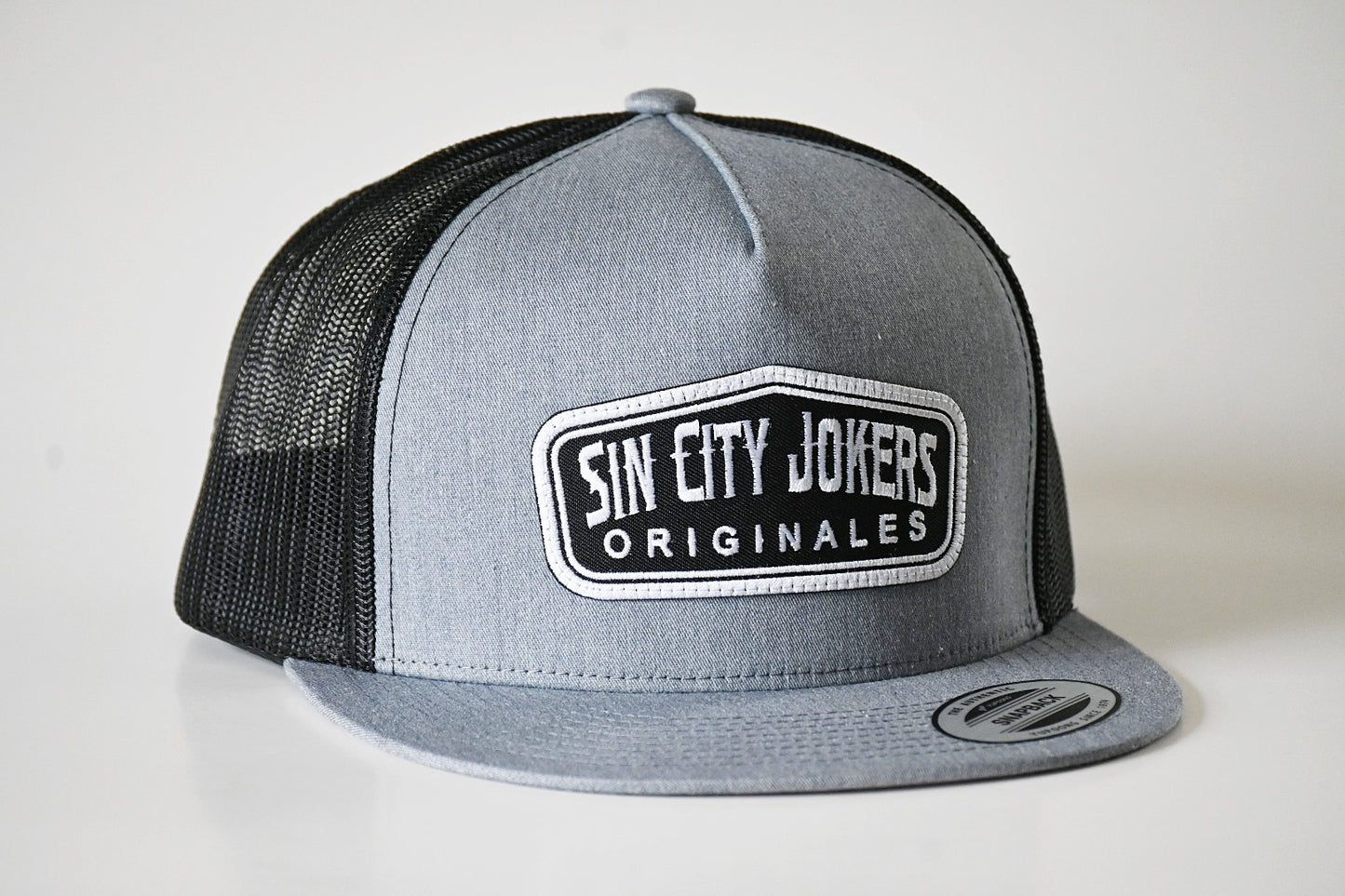 SCJ Originals Patch Trucker (Light Heather & Black) - Sin City Jokers