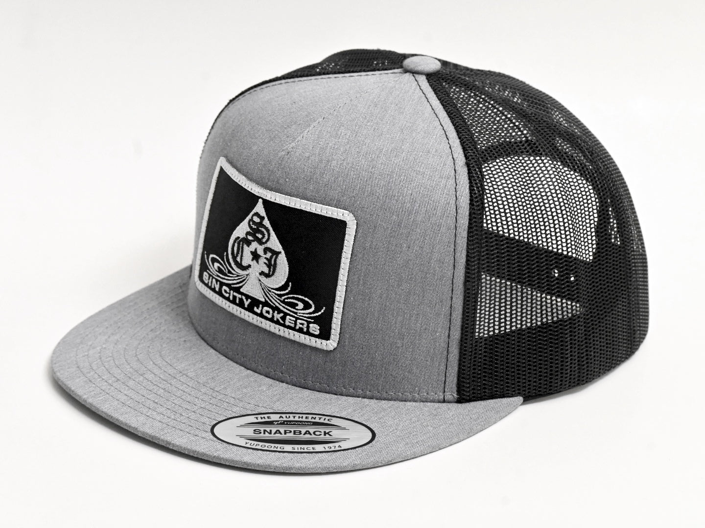 SCJ Pinstripe Spade Patch Trucker (Heather Gray & Black)