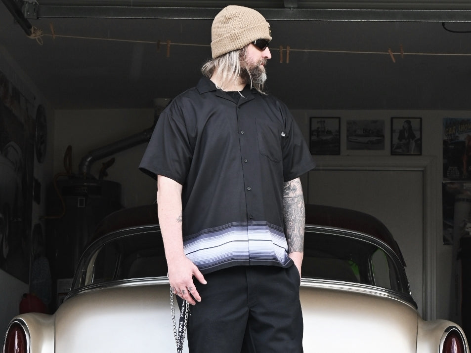 SCJ Mexican Sarape Camp Shirt (black & gray) - Sin City Jokers