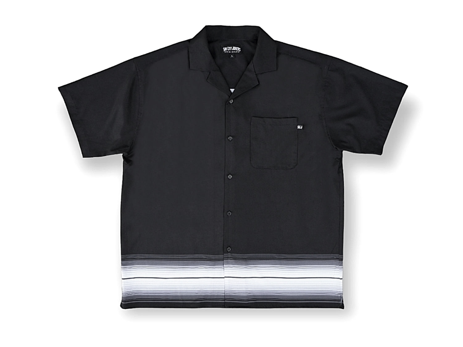 SCJ Mexican Sarape Camp Shirt (black & gray) - Sin City Jokers