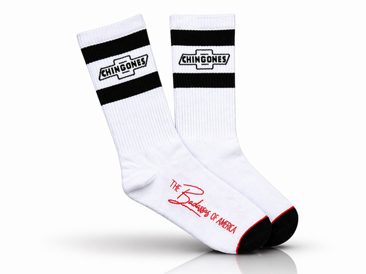 Chingones Mid-Crew Socks (white pair)