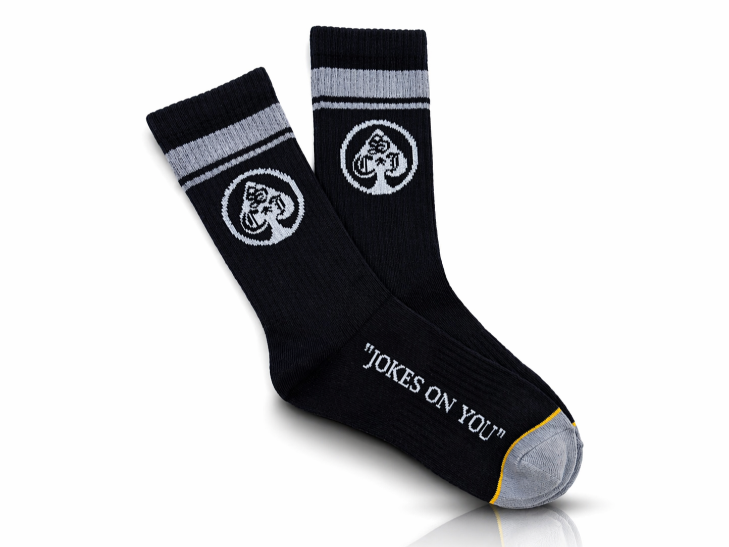 Jokes On You Mid-Crew Socks (black & gray)