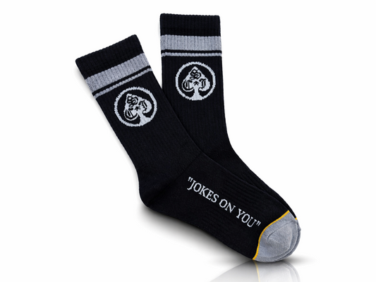 Jokes On You Mid-Crew Socks (black & gray)