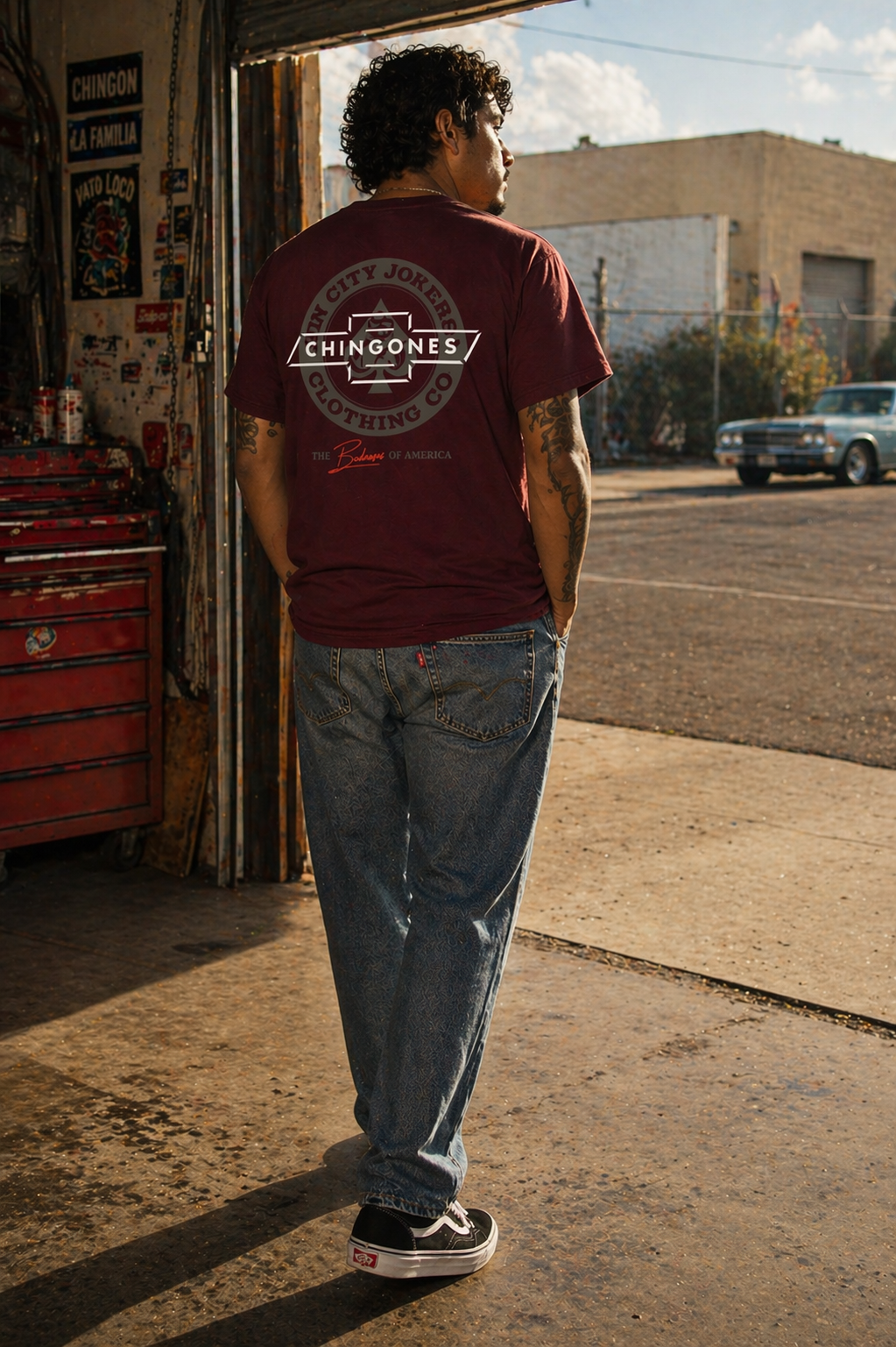 SCJ x Chingones Men's Burgundy Premium Tee