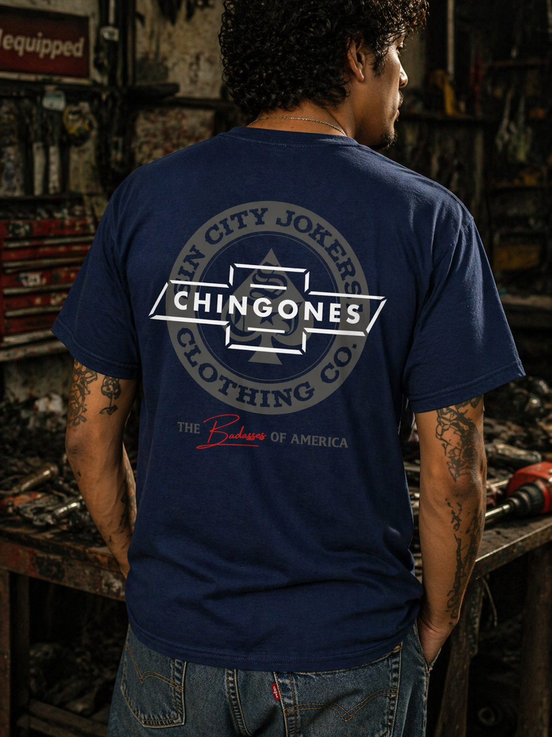 SCJ x Chingones Men's Navy Premium Tee