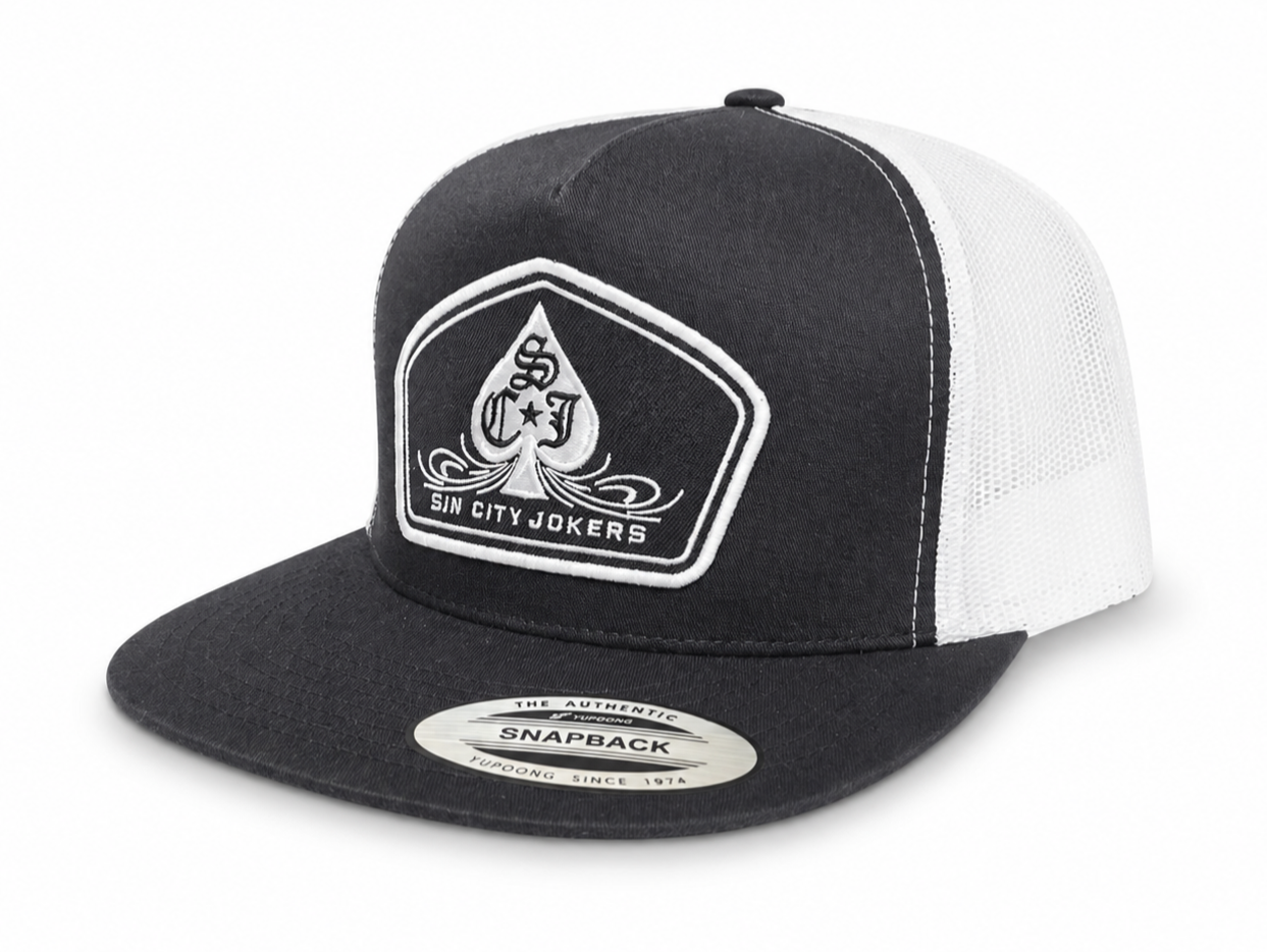 SCJ Pinstripe Spade Patch Trucker 2026 (Black & White)