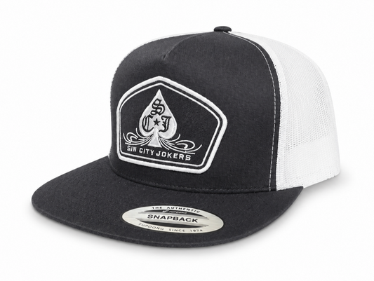 SCJ Pinstripe Spade Patch Trucker 2026 (Black & White)