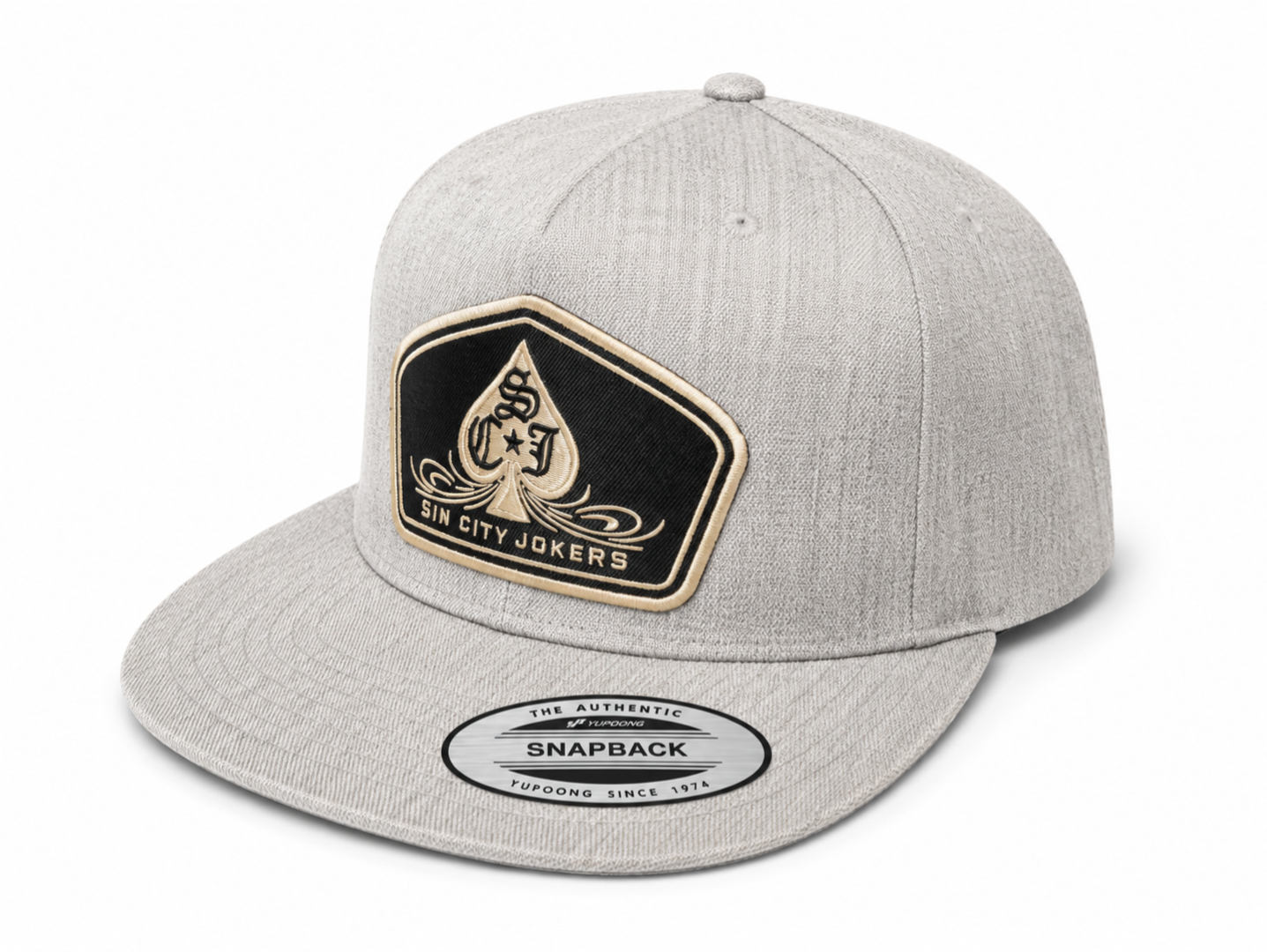 SCJ Pinstripe Spade Patch Snapback 2026 (Heather Gray & Gold)