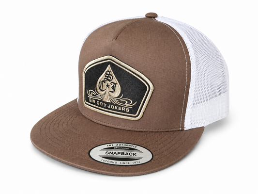 SCJ Pinstripe Spade Patch Trucker 2026 (Brown, White & Gold)