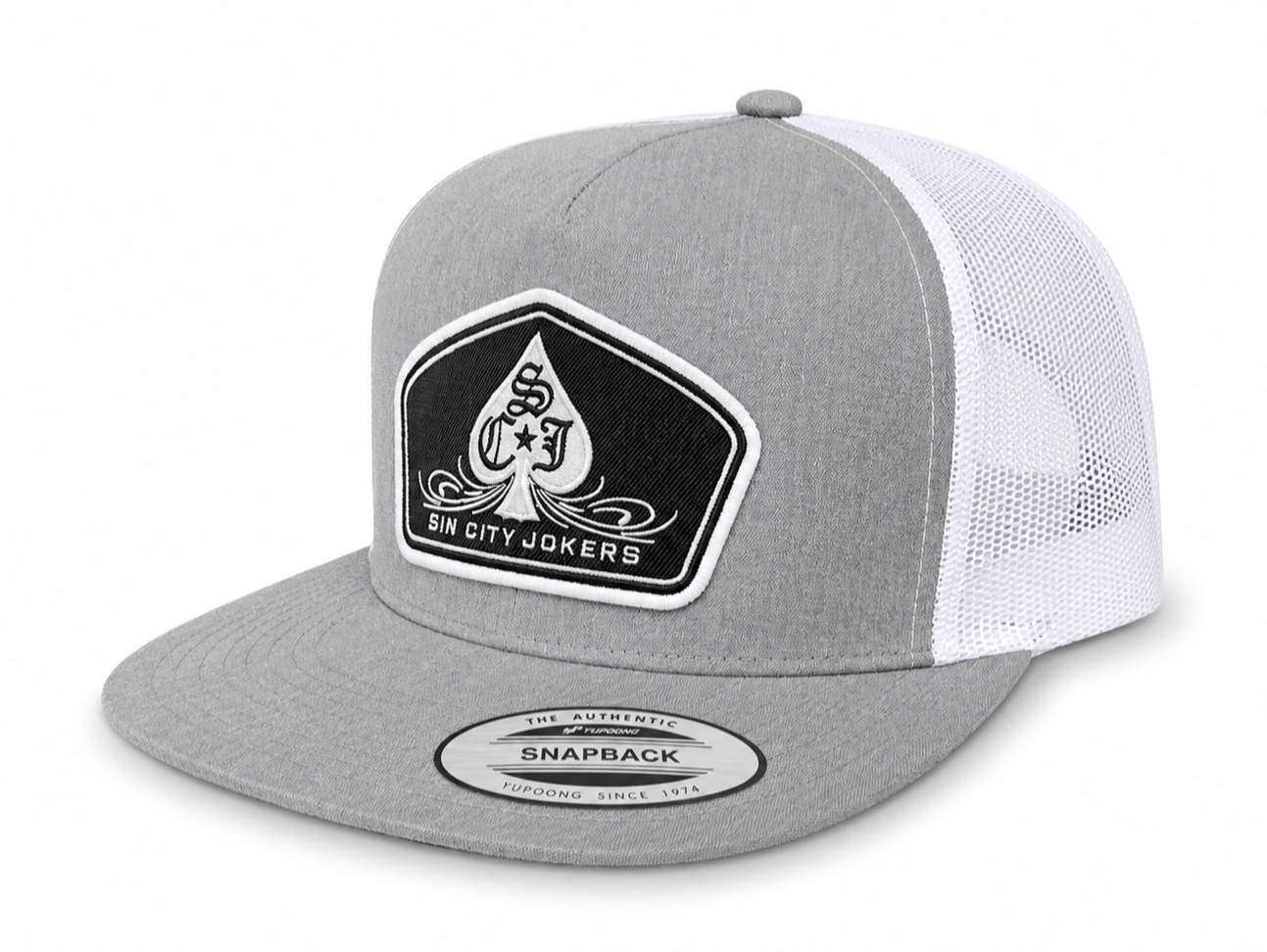 SCJ Pinstripe Spade Patch Trucker 2026 (Heather Gray & White)