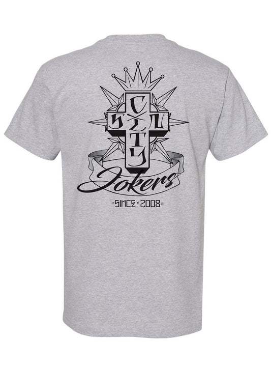 Ol' Skool Cross Men's Light Heather Tee - Sin City Jokers