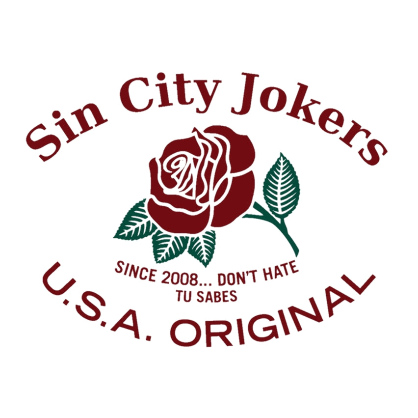 SCJ La Rosa Ladies Tee (white tee) - Sin City Jokers