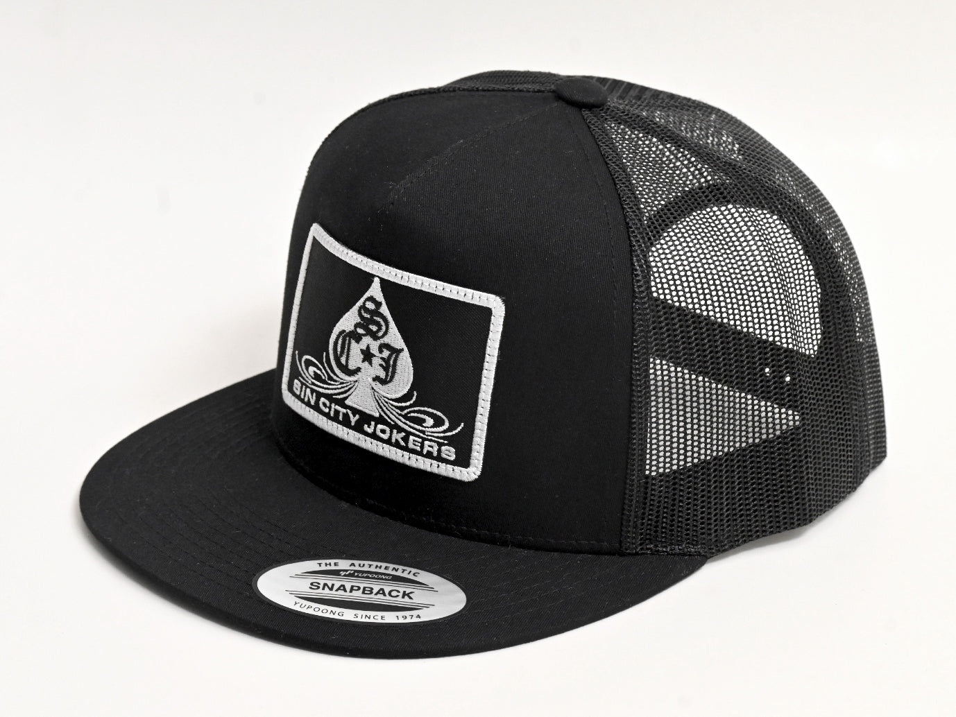 SCJ Pinstripe Spade Patch Trucker (Black)