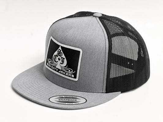 SCJ Pinstripe Spade Patch Trucker (Heather Gray & Black)