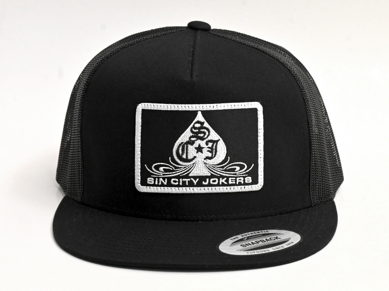 SCJ Pinstripe Spade Patch Trucker (Black)
