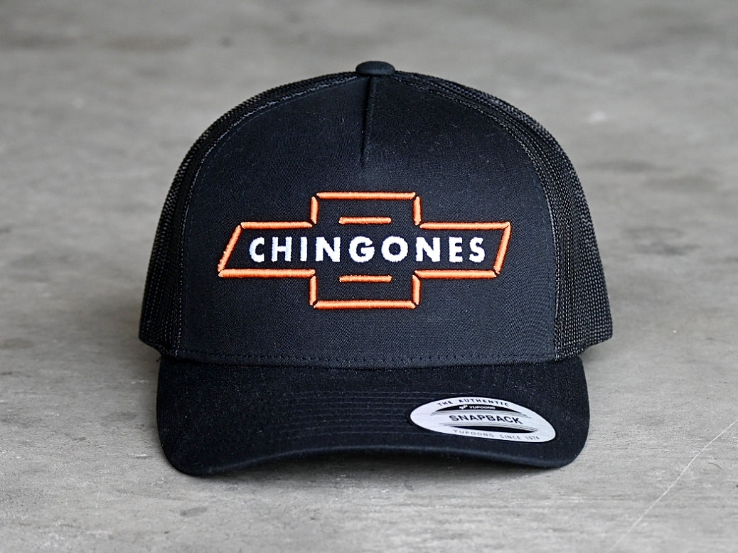 SCJ Chingones Retro Trucker Hat (HD Orange & White) - Sin City Jokers